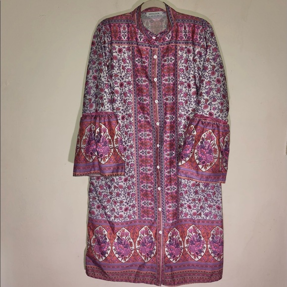 MISSLOOK Dresses & Skirts - Miss Look pink floral boho maxi shirt dress,tunic,size:XXL